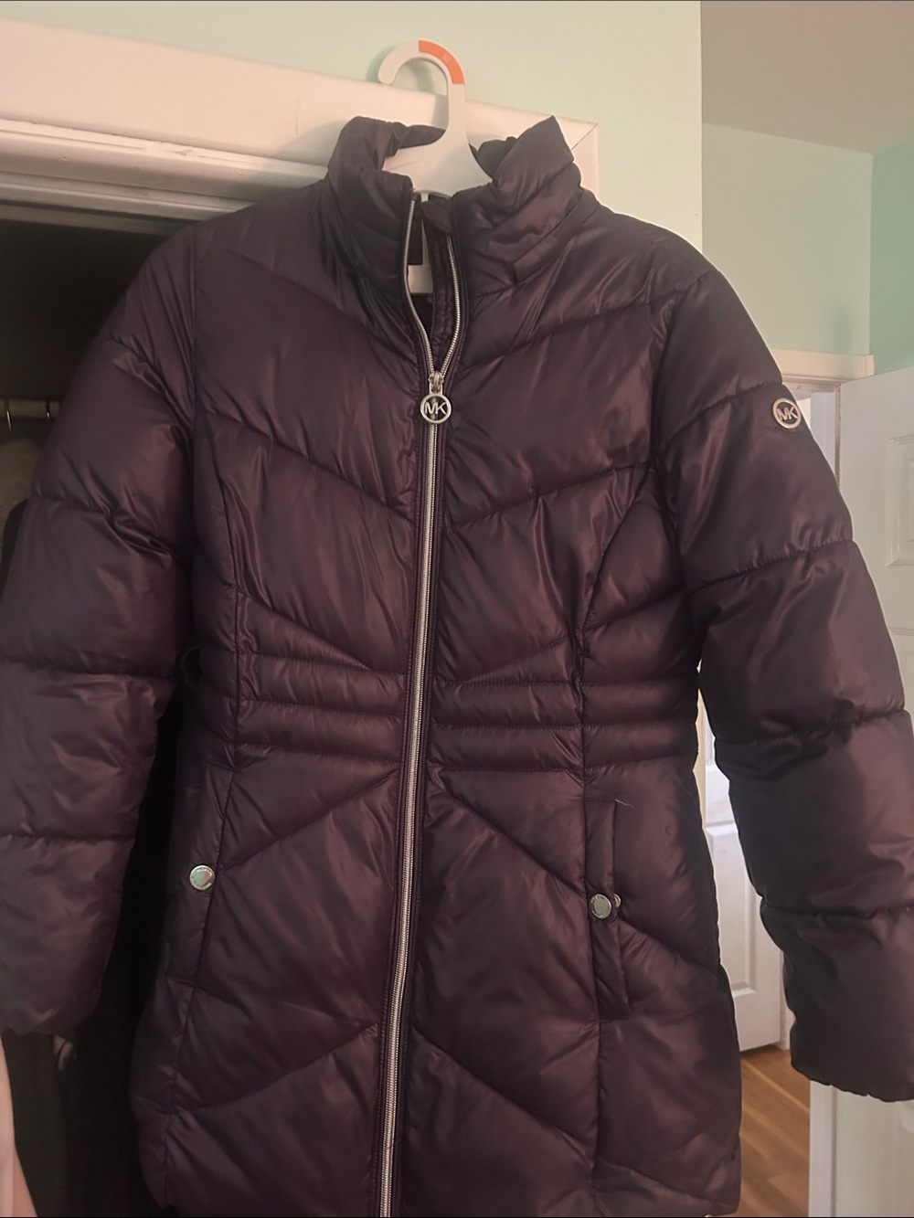Kids Michael Kors Quilted Puffer Coat in Deep Plum